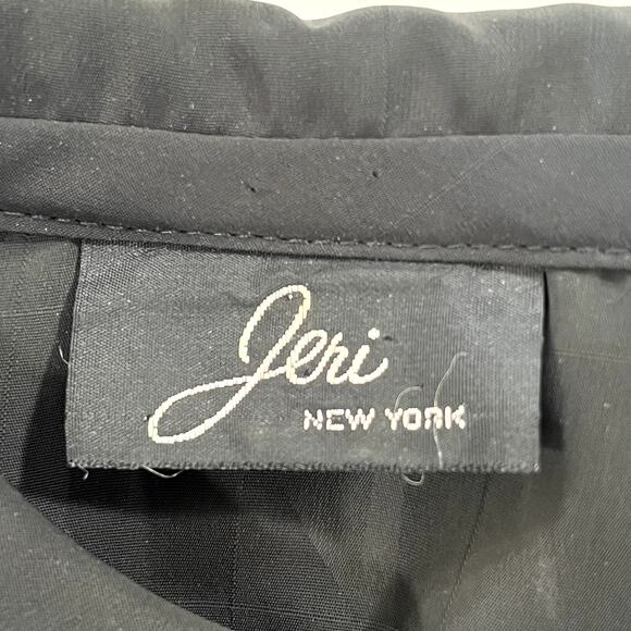 VTG Jeri New York Chiffon Black Sheer Ruffle Button Front Dress Long Sleeve 8 - Picture 10 of 11